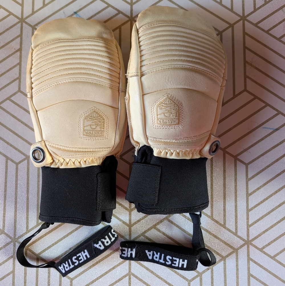 Hestra Yellow Leather Ski Mittens